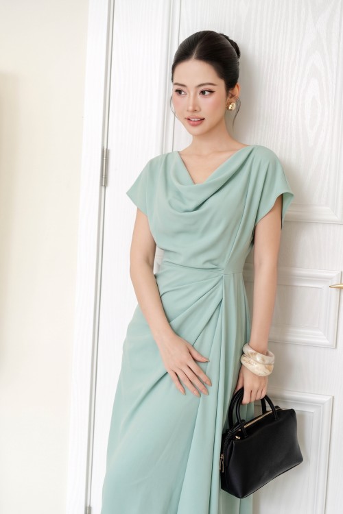 Sixdo Light Turquoise Woven Sarong Dress